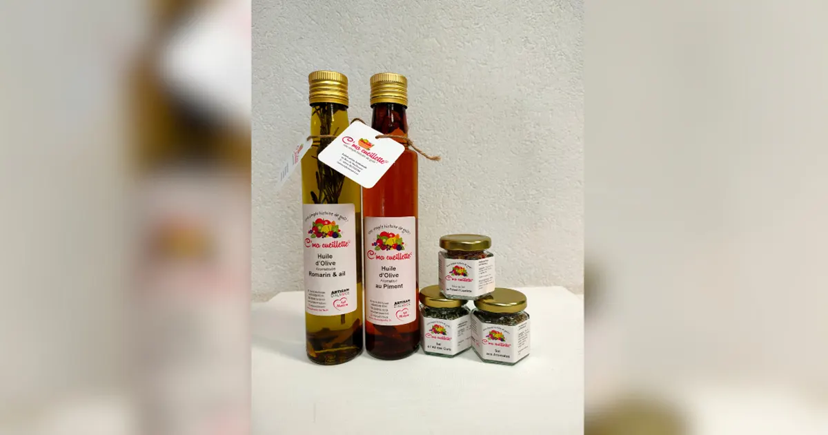 Huiles d'olive aromatisées et sels faits maison – épicerie fine C'ma Cueillette à Rixheim